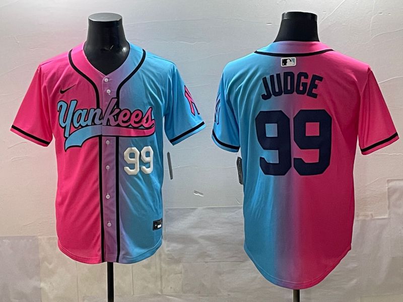 Men New York Yankees #99 Judge Blue pink Game 2025 Nike MLB Jersey style 002
